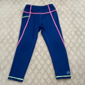 Vineyard Vines Toddler Girl Performance Leggings in Navy Blue with Neon Accents